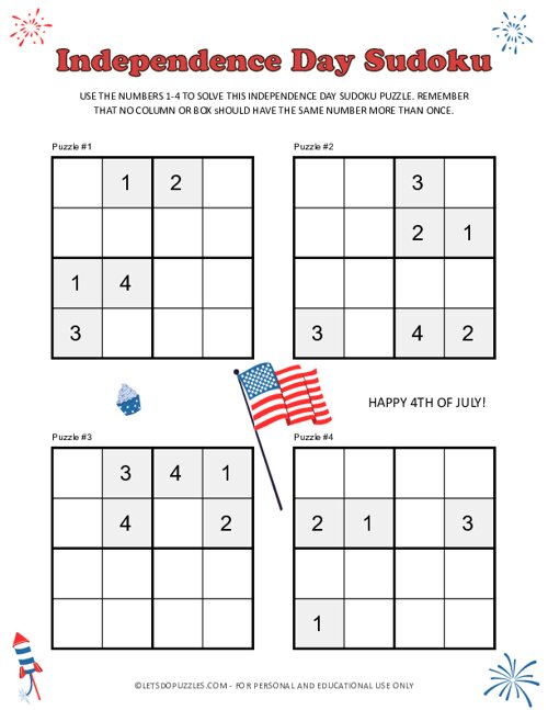 Kids Sudoku Competition, July 1 to July 15