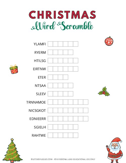 Christmas Word Scramble