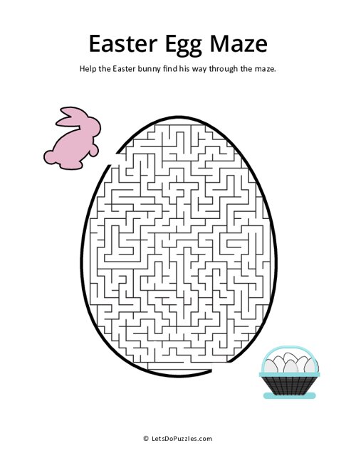 Easter Egg Maze Printable For Kids