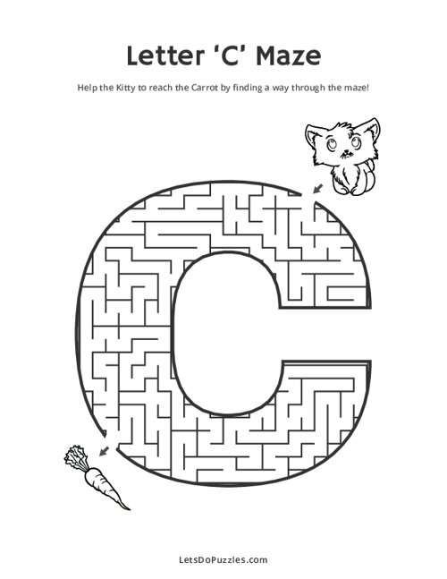 letter printable mazes for kids