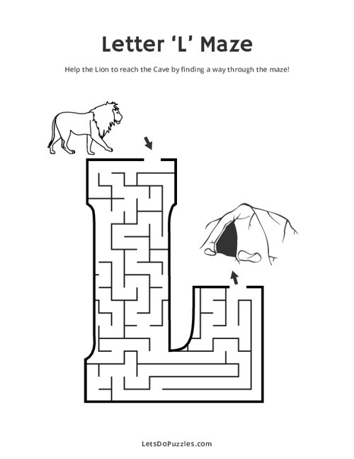 Letter L Maze Fun Alphabet Mazes For Kids
