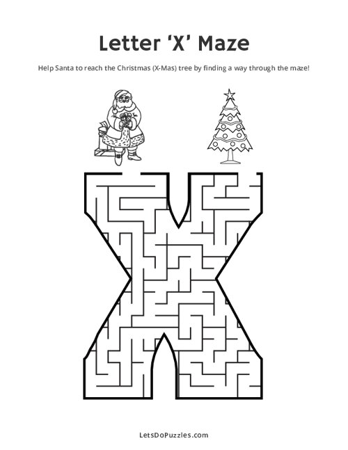 Uppercase Letter X Maze