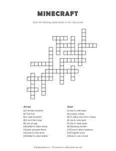 Minecraft Crossword