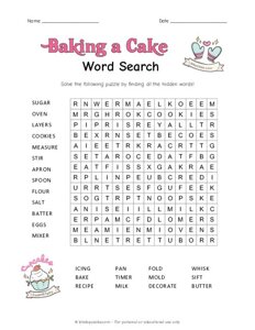 Baking a Cake Word Search