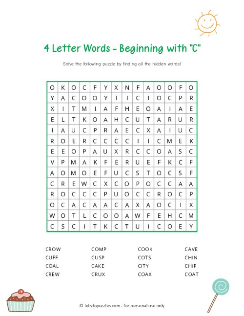 4 Letter Word Search Beginning with C