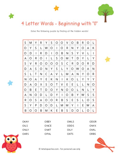 4 Letter Word Search Beginning with O