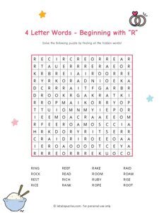 4 Letter Word Search Beginning with R