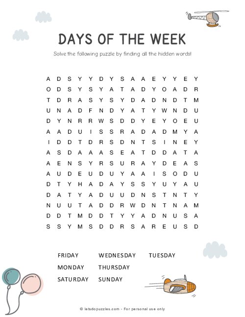 Days of the week word search - Word и Excel - помощь в работе с программами