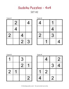 4x4 Sudoku Puzzles - Set #2