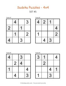 4x4 Sudoku Puzzles - Set #5