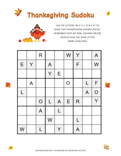 Thanksgiving Sudoku 4x4