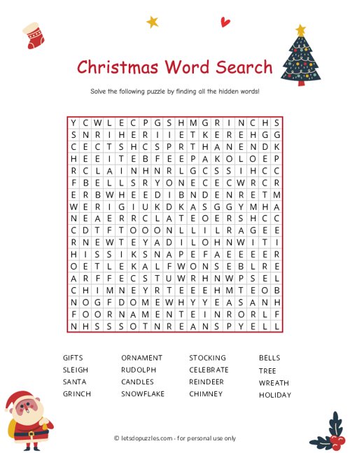 Printable Christmas Word Search