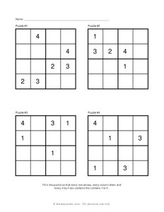 4x4 Sudoku Puzzles #1