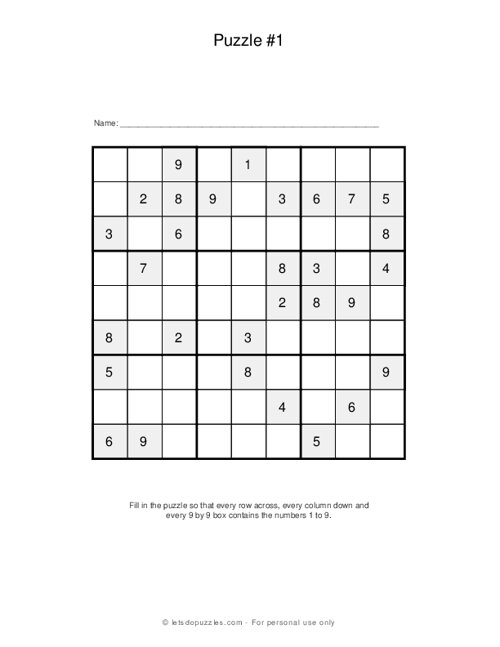 9x9 Sudoku Puzzles #2