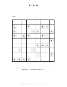 9x9 Sudoku Puzzles #4