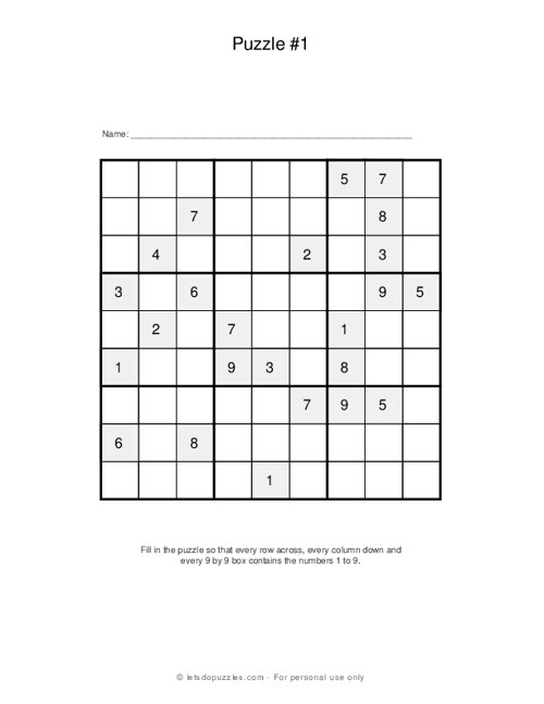 9x9 Sudoku Puzzles #5