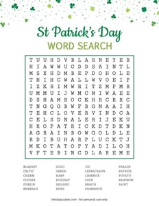 St. Patrick’s Day Word Search