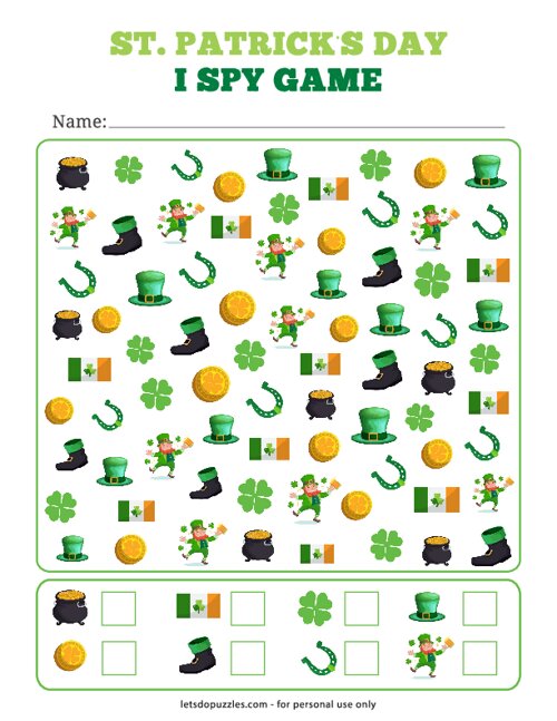 St. Patrick’s Day I Spy Game