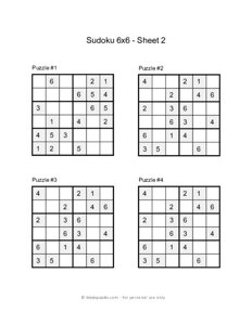6x6 Sudoku Puzzles #2