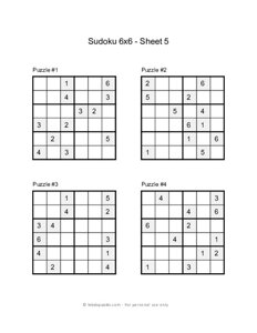 6x6 Sudoku Puzzles #5