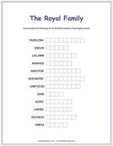 The Royal Family Word Scramble