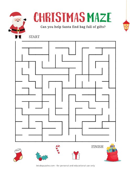 Free Printable Christmas Mazes For Kids