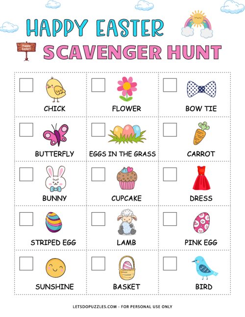 Easter Scavenger Hunt Clues