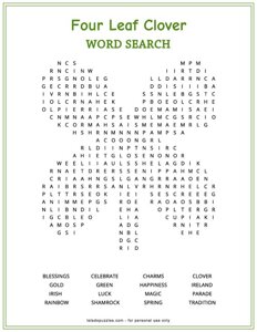 Four Leaf Clover Word Search