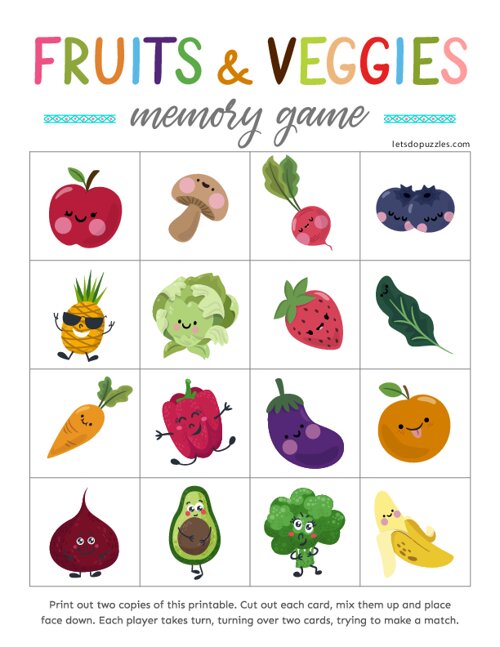 Fruits and Veggies Memory Games
