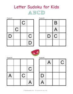 Letter Sudoku for Kids - 4x4