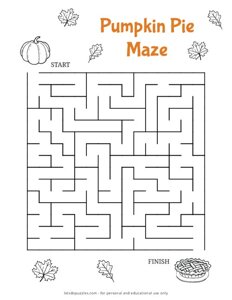 Pumpkin Pie Maze Printable