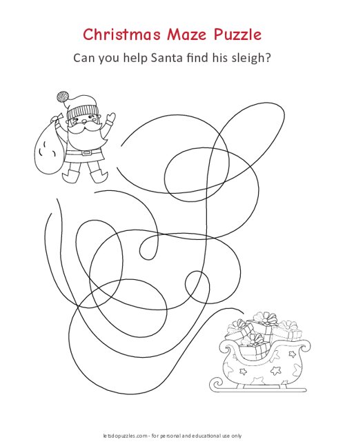 Santa Sleigh Maze Puzzle