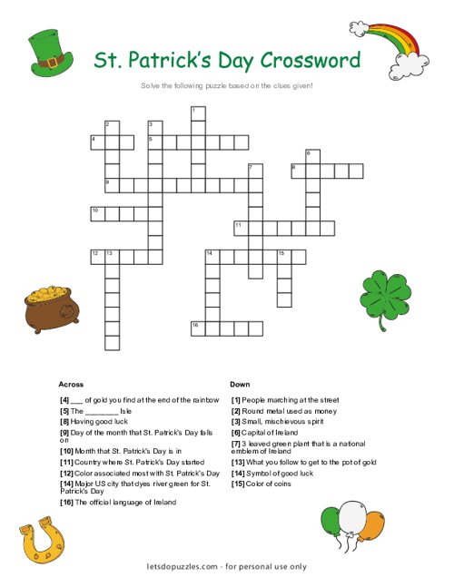 St. Patricks Day Crossword