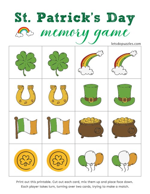 St. Patricks Day Memory Games