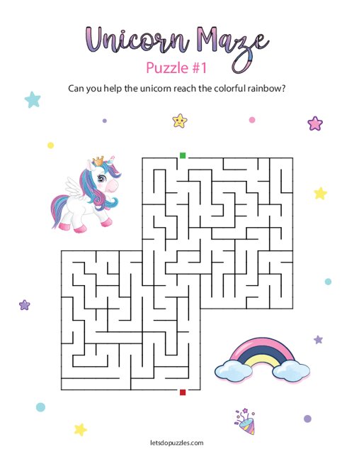 Unicorn Mazes For Kids