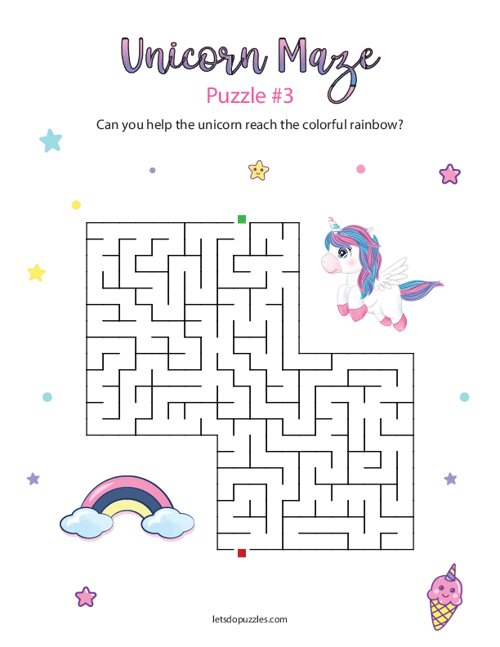 Printable Unicorn Mazes