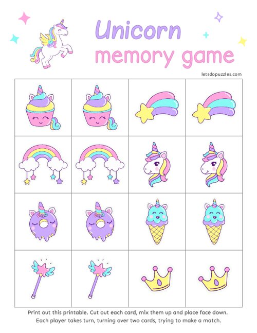 Unicorn Memory Games