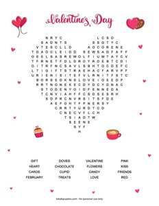 Valentines Day Heart Word Search