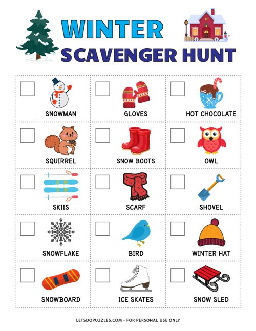 Outdoor Winter Scavenger Hunt Ideas