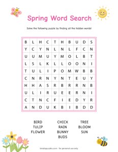 Spring Word Search - Easy