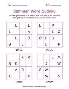 Free Printable Letter Sudoku for Kids - 4x4 Easy  Letter games for kids,  Sudoku, Printable activities for kids