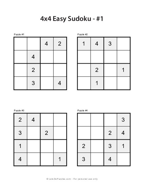 4x4 Easy Sudoku #1