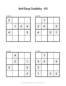 4x4 Sudoku for Kids - Easy Sudoku with Answerrs