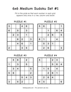 6x6 Medium Sudoku Set #1