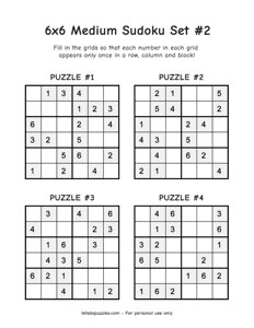 6x6 Medium Sudoku Set #2