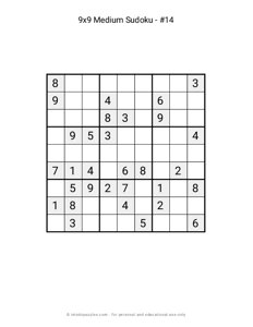 9x9 Medium Sudoku #14