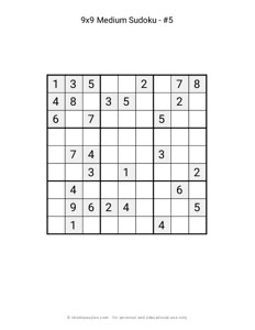 9x9 Medium Sudoku #5