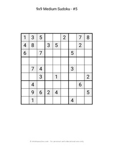 Free Printable Medium Sudoku with the Answer #5527