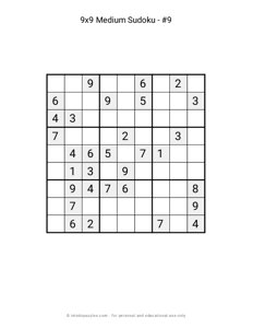 9x9 Medium Sudoku #9