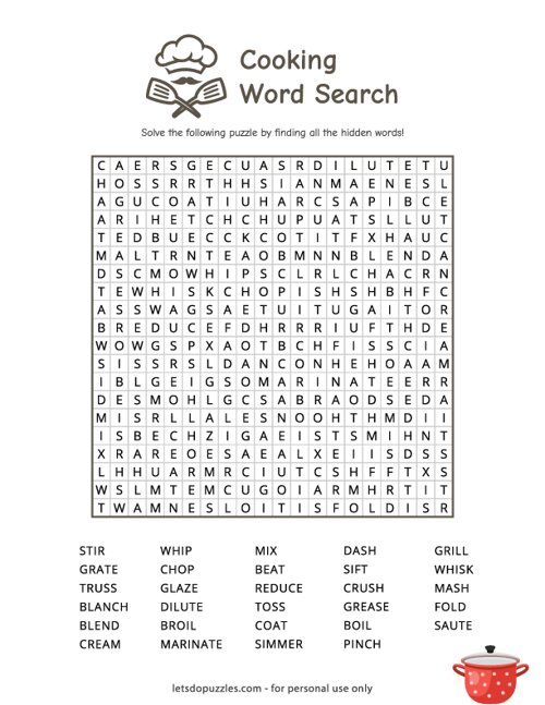 Cooking Word Search